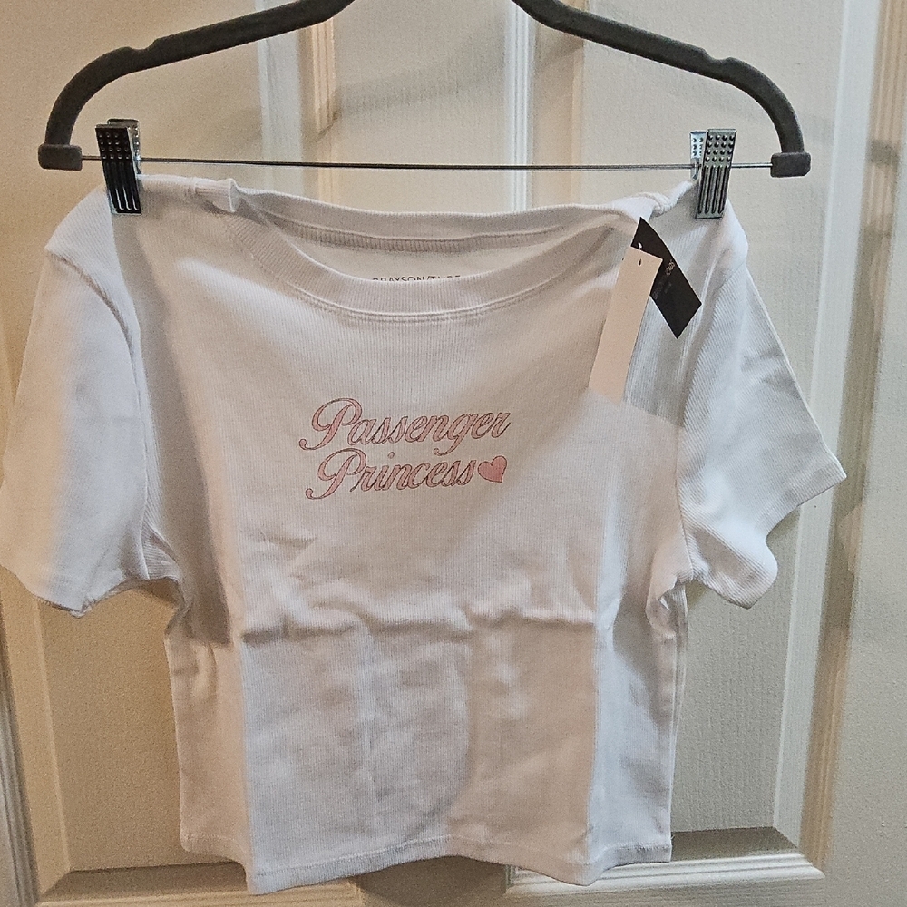 White 'Passenger Princess' Ribbed Tee